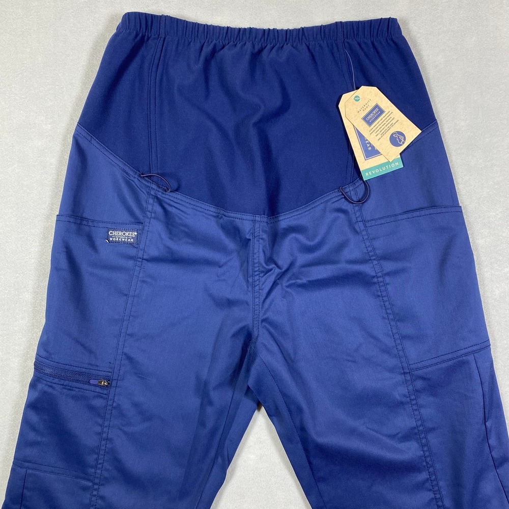 Cherokee Workwear Revolution Maternity Scrub Pants Navy Blue Small Tall WW155T
